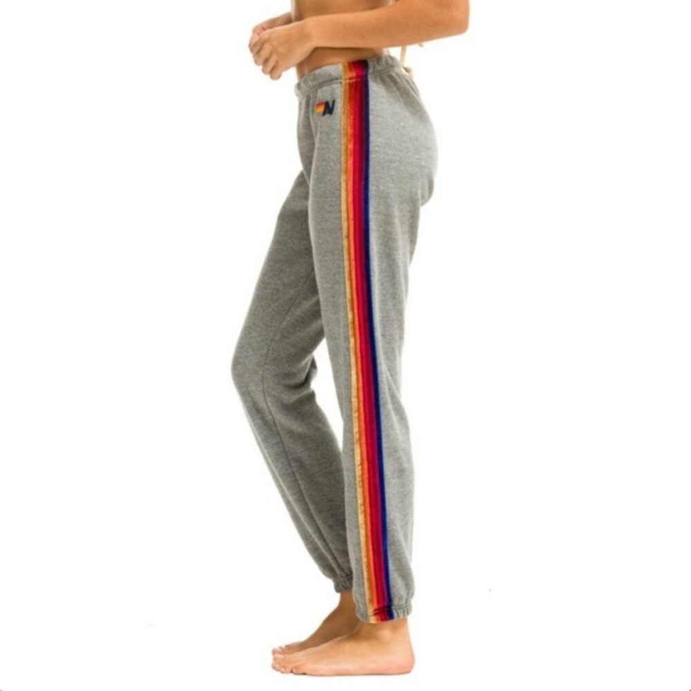 Aviator Nation 5 stripe velvet gray sweatpants